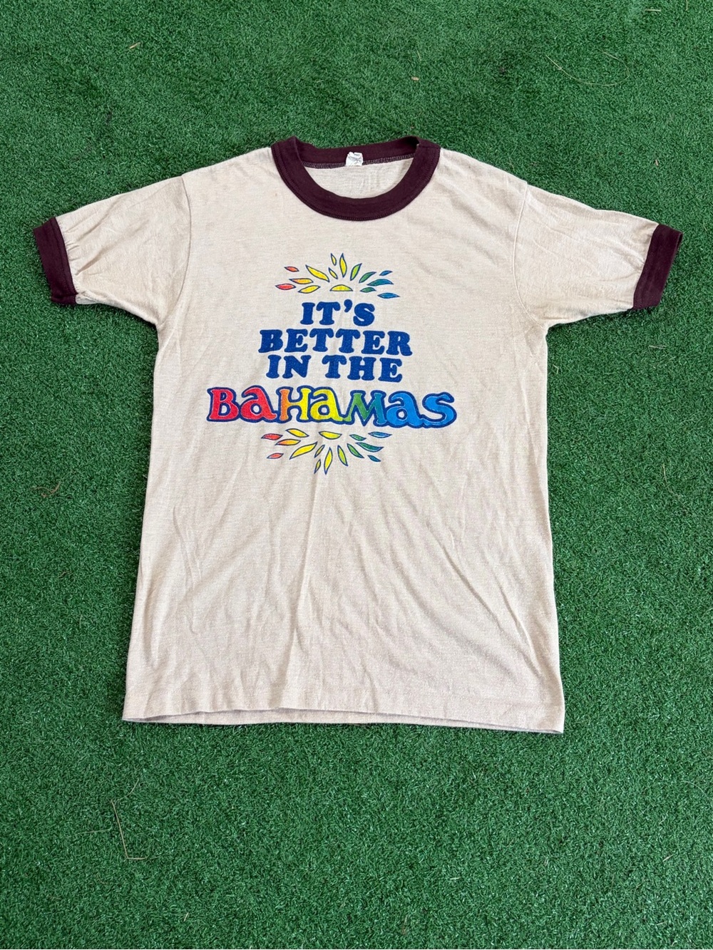 Vintage Graphic 'It's Better in the Bahamas' Short Sleeve Ringer Tee
